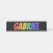 Vorname "GABRIEL": Spaß-Regenbogen-Farbton Schreibtischnamensplakette (Vorderseite )