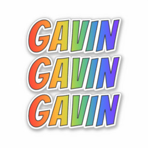 Vorname "GAVIN" mit Spaß-Regenbogen-Farbton Aufkleber