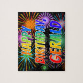 Vorname "GERALD", Fun "HAPPY BIRTHDAY" Puzzle (Vertikal)