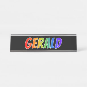 Vorname "GERALD": Fun-Regenbogenfarben Schreibtischnamensplakette