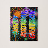 Vorname "GRAYSON", Fun "HAPPY BIRTHDAY" Puzzle (Vertikal)