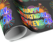 Vorname "GREYSON", Fun "HAPPY BIRTHDAY" Geschenkpapier (Rolleneckpunkt)