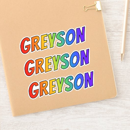 Vorname "GREYSON" mit/ Fun Rainbow Coloring Aufkleber (Notizbuch)