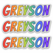 Vorname "GREYSON" mit/ Fun Rainbow Coloring Aufkleber (Vorderseite)