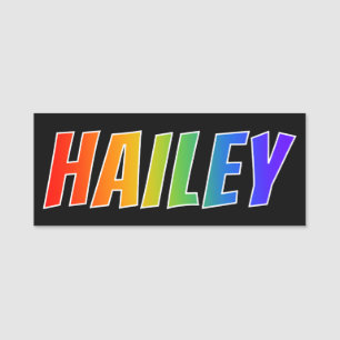 Vorname "HAILEY": Spaß-Regenbogen-Farbton Namensschild