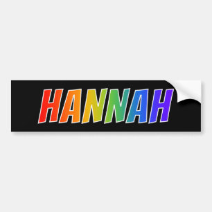 Vorname "HANNAH": Fun-Regenbogenfarben Autoaufkleber