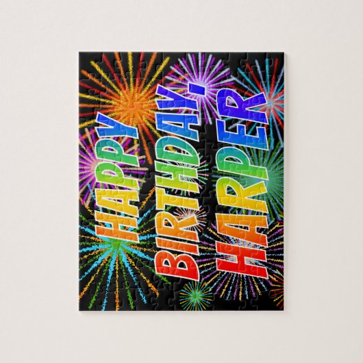 Vorname "HARPER", Fun "HAPPY BIRTHDAY" Puzzle (Vertikal)