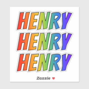 Vorname "HENRY" mit/ Fun Rainbow Coloring Aufkleber