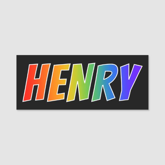 Vorname "HENRY": Spaß-Regenbogen-Farbton Namensschild (Vorderseite)