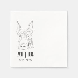 Vorname Initials Doberman Wedding Napkins Serviette