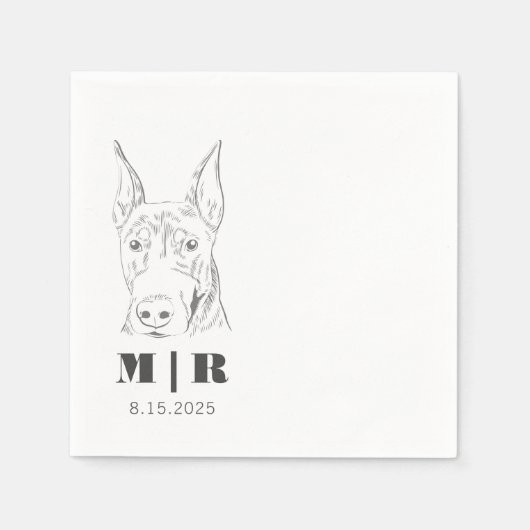 Vorname Initials Doberman Wedding Napkins Serviette (Vorderseite)