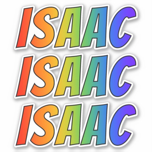 Vorname "ISAAC" mit/ Fun Rainbow Coloring Aufkleber (Vorderseite)