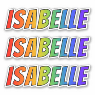 Vorname "ISABELLE" mit Spaß-Regenbogen-Farbton Aufkleber