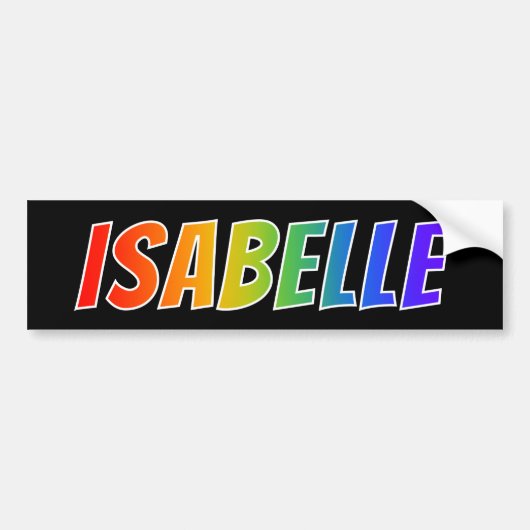 Vorname "ISABELLE": Spaß-Regenbogen-Farbton Autoaufkleber (Vorne)