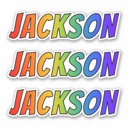 Vorname "JACKSON" mit/ Fun Rainbow Coloring Aufkleber (Vorderseite)