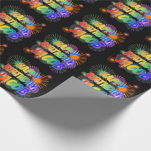 Vorname "JACOB", Fun "HAPPY BIRTHDAY" Geschenkpapier (Ecke)