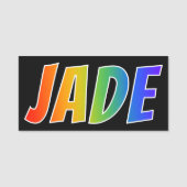 Vorname "JADE": Spaß-Regenbogen-Farbton Namensschild (Vorderseite)