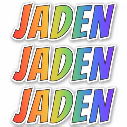Vorname "JADEN" mit/ Fun Rainbow Coloring Aufkleber (Vorderseite)