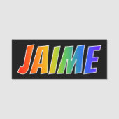 Vorname "JAIME": Spaß-Regenbogen-Farbton Namensschild (Vorderseite)