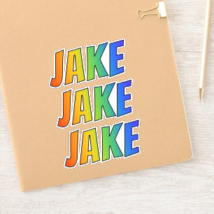 Vorname "JAKE" mit/ Fun Rainbow Coloring Aufkleber