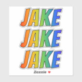 Vorname "JAKE" mit/ Fun Rainbow Coloring Aufkleber (Blatt)