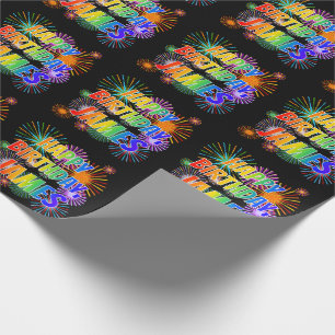 Vorname "JAMES", Fun "HAPPY BIRTHDAY" Geschenkpapier