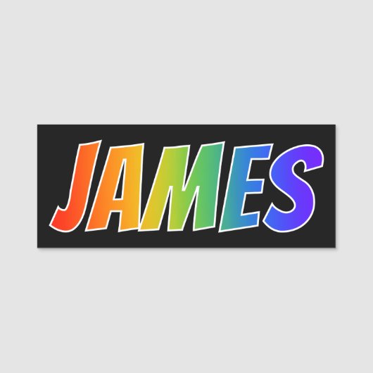 Vorname "JAMES": Fun Rainbow Coloring Namensschild (Vorderseite)