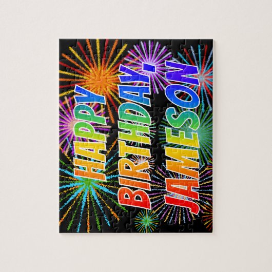 Vorname "JAMESON", Fun "HAPPY BIRTHDAY" Puzzle (Vertikal)