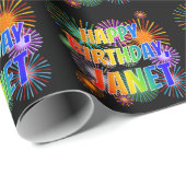 Vorname "JANET", Fun "HAPPY BIRTHDAY" Geschenkpapier (Rolleneckpunkt)