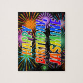Vorname "JASMINE", Fun "HAPPY BIRTHDAY" Puzzle (Vertikal)