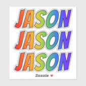 Vorname "JASON" mit Fun Rainbow Colour Aufkleber (Blatt)