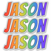 Vorname "JASON" mit Fun Rainbow Colour Aufkleber (Vorderseite)