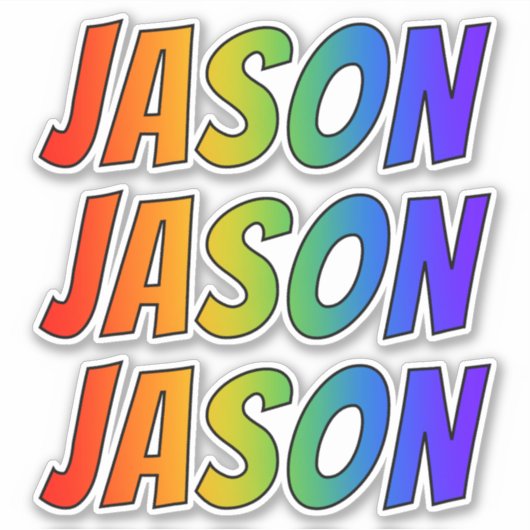 Vorname "JASON" mit Fun Rainbow Colour Aufkleber (Vorderseite)