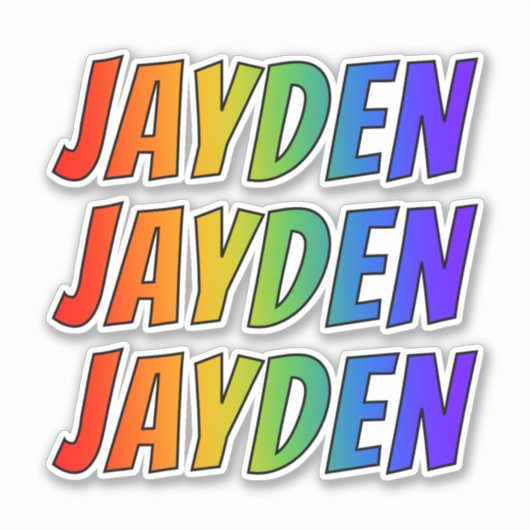 Vorname "JAYDEN" mit/ Fun Rainbow Coloring Aufkleber (Vorderseite)