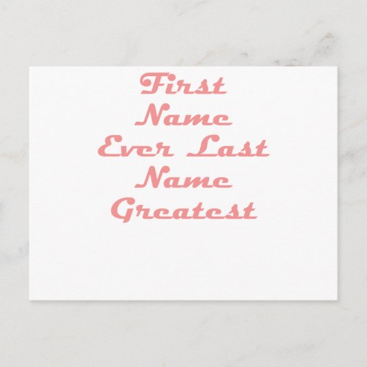 Vorname je Nachname Bester Postkarte (Vorderseite)