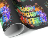 Vorname "JEFFREY", Fun "HAPPY BIRTHDAY" Geschenkpapier (Rolleneckpunkt)