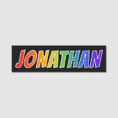 Vorname "JONATHAN": Spaß-Regenbogen-Farbton Namensschild (Vorderseite)