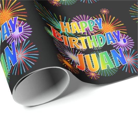 Vorname "JUAN", Fun "HAPPY BIRTHDAY" Geschenkpapier (Rolleneckpunkt)