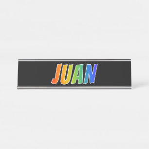 Vorname "JUAN": Fun Rainbow Coloring Schreibtischnamensplakette