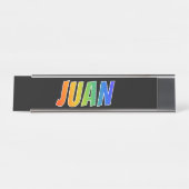 Vorname "JUAN": Fun Rainbow Coloring Schreibtischnamensplakette (Vorderseite )