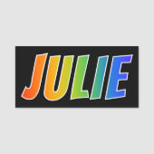 Vorname "JULIE": Fun Rainbow Coloring Namensschild (Vorderseite)