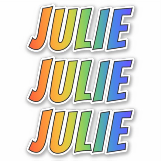 Vorname "JULIE" mit/ Fun Rainbow Coloring Aufkleber (Vorderseite)