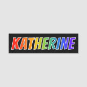 Vorname "KATHERINE": Spaß-Regenbogen-Farbton Namensschild (Vorderseite)