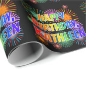 Vorname "KATHLEEN", Fun "HAPPY BIRTHDAY" Geschenkpapier (Rolleneckpunkt)