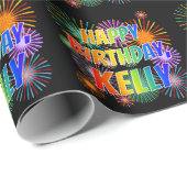 Vorname "KELLY", Fun "HAPPY BIRTHDAY" Geschenkpapier (Rolleneckpunkt)