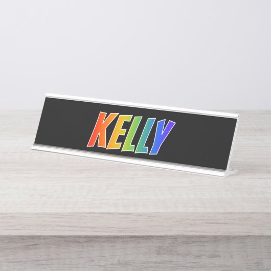 Vorname "KELLY": Fun Rainbow Coloring Schreibtischnamensplakette (Vorderseite )