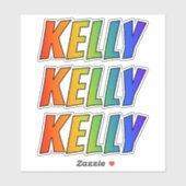 Vorname "KELLY" mit/ Fun Rainbow Coloring Aufkleber (Blatt)