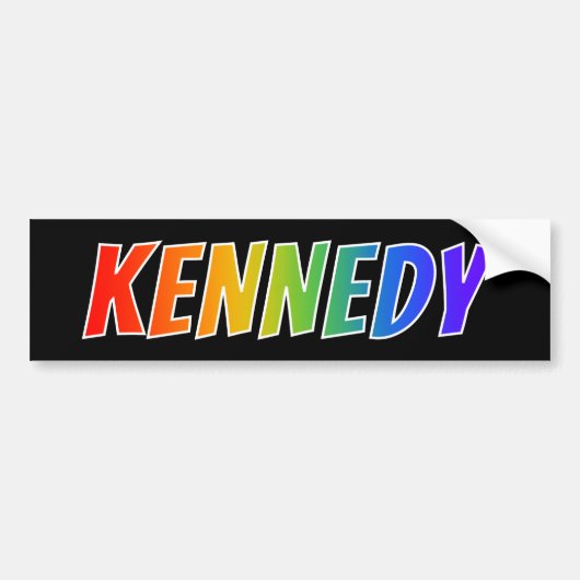 Vorname "KENNEDY": Fun Rainbow Coloring Autoaufkleber (Vorne)