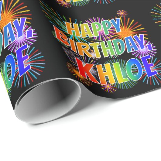 Vorname "KHLOE", Fun "HAPPY BIRTHDAY" Geschenkpapier (Rolleneckpunkt)