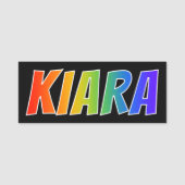 Vorname "KIARA": Spaß-Regenbogen-Farbton Namensschild (Vorderseite)